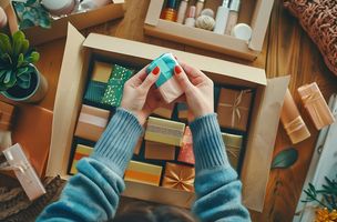 Female in Green Jumper Unboxes a Subscription Box